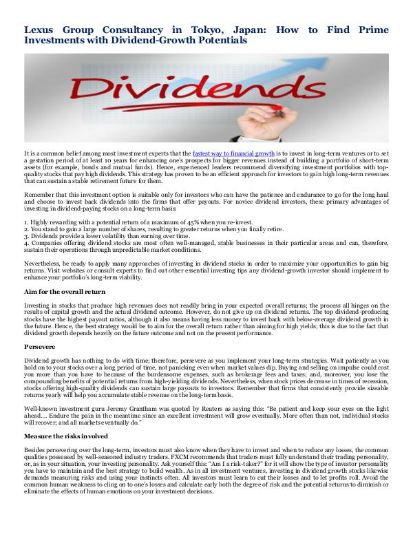 How to Find Prime Investments with Dividend-Growth