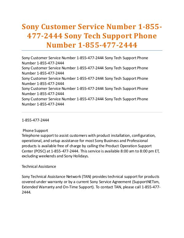 Sony tech support phone number Sony customer service number