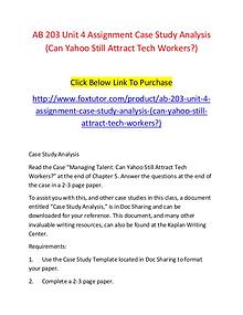 AB 203 Unit 4 Assignment Case Study Analysis (Can Yahoo Still Attract