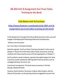 AB 203 Unit 8 Assignment Sun Trust Takes Training to the Bank - www.f