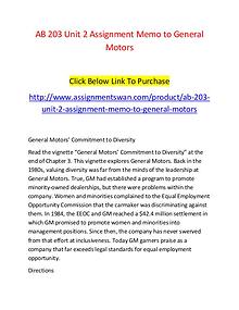 AB 203 Unit 2 Assignment Memo to General Motors-Assignmentswan.com