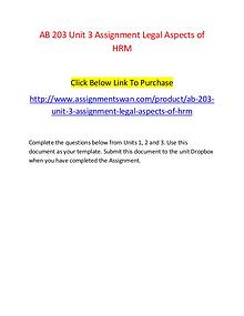 AB 203 Unit 3 Assignment Legal Aspects of HRM-Assignmentswan.com