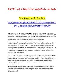 AB 203 Unit 7 Assignment Wal-Mart case study-Assignmentswan.com
