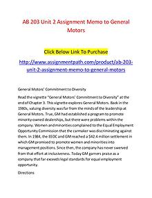 AB 203 Unit 2 Assignment Memo to General Motors-Assignmentpath.com