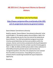 AB 203 Unit 2 Assignment Memo to General Motors-Assignmentfox.com