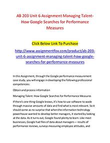 AB 203 Unit 6 Assignment Managing Talent-How Google Searches for Perf