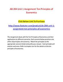 AB 204 Unit 1 Assignment Ten Principles of Economics