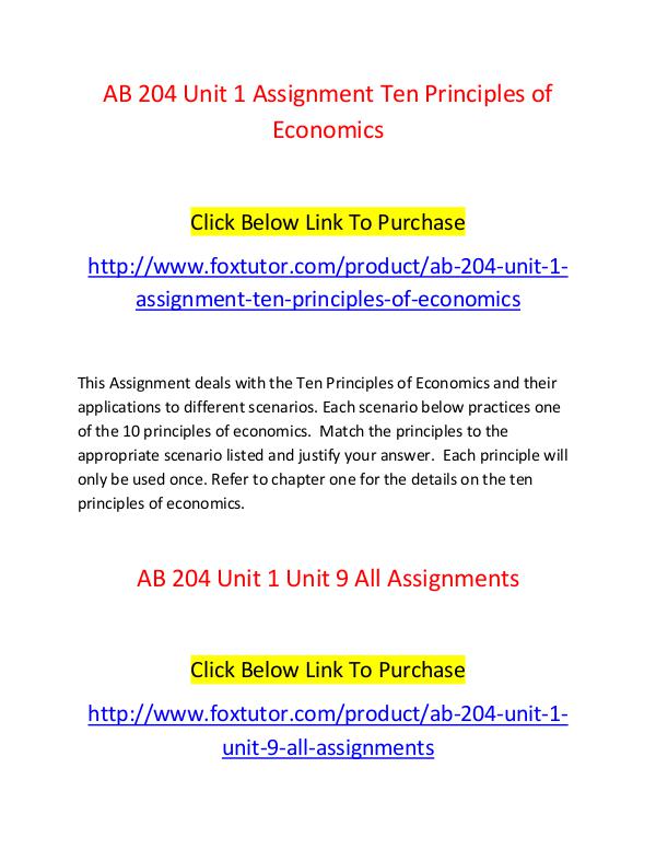 AB 204 All Assignments AB 204 All Assignments