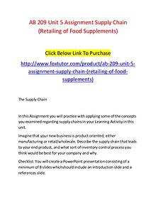 AB 209 Unit 5 Assignment Supply Chain (Retailing of Food Supplements)
