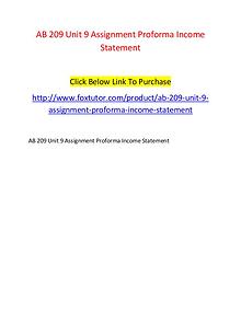 AB 209 Unit 9 Assignment Proforma Income Statement