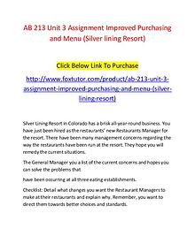 AB 213 Unit 3 Assignment Improved Purchasing and Menu (Silver lining