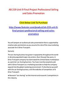 AB 219 Unit 9 Final Project Professional Selling and Sales Promotion