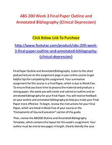 ABS 200 Week 3 Final Paper Outline and Annotated Bibliography (Clinic