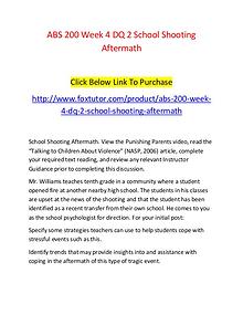ABS 200 Week 4 DQ 2 School Shooting Aftermath