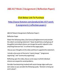 ABS 417 Week 2 Assignment ( Reflection Paper)