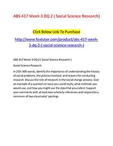 ABS 417 Week 3 DQ 2 ( Social Science Research)