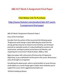 ABS 417 Week 5 Assignment Final Paper