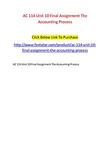 AC 114 Unit 10 Final Assignment The Accounting Process