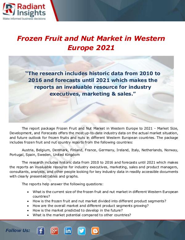 Market Forecasts and Industry Analysis Frozen Fruit and Nut Market in Western Europe to 2