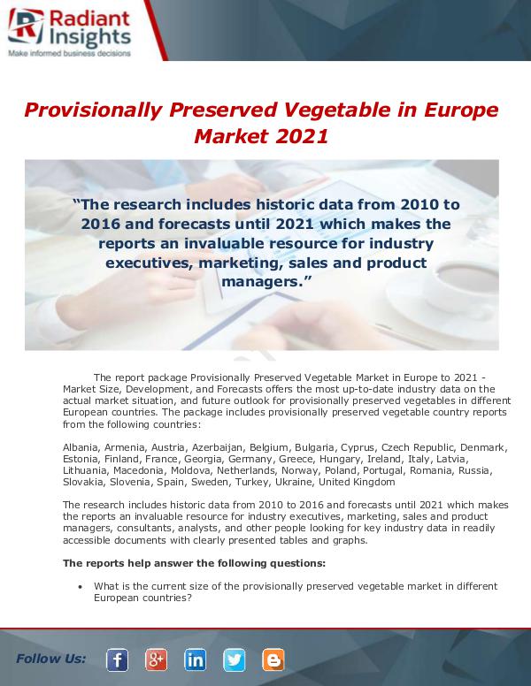 Market Forecasts and Industry Analysis Provisionally Preserved Vegetable Market in Europe