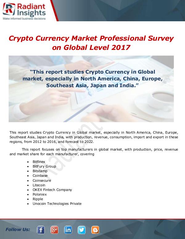 Market Forecasts and Industry Analysis Global Crypto Currency Market Professional Survey