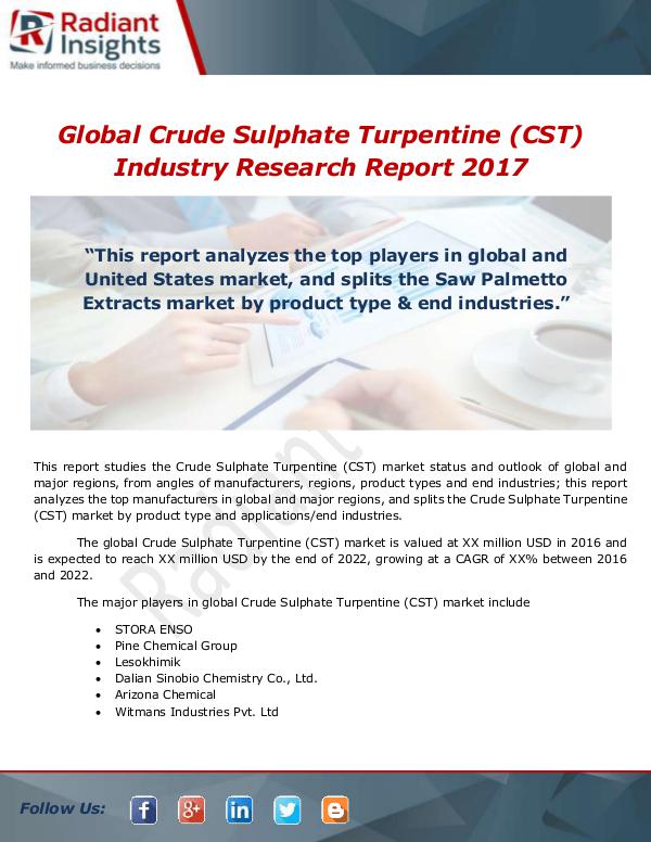 Global Crude Sulphate Turpentine (CST) Industry 20