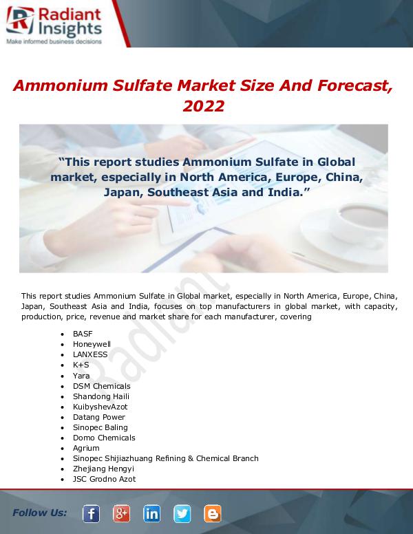 Ammonium Sulfate Market Analysis And Segment Forec