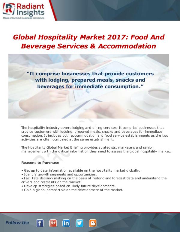 Market Forecasts and Industry Analysis Hospitality Market Global Briefing 2017