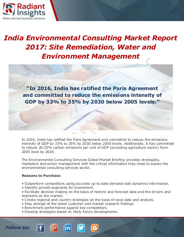 Market Forecasts and Industry Analysis India Environmental Consulting Services Market Rep