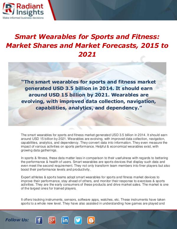 Market Forecasts and Industry Analysis Smart Wearables for Sports and Fitness Market Shar