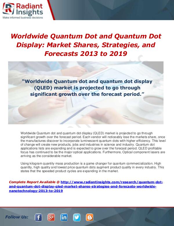 Market Forecasts and Industry Analysis Quantum Dot and Quantum Dot Display (QLED) Market