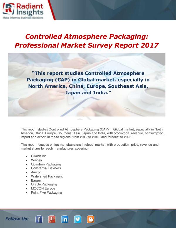 Market Forecasts and Industry Analysis Global Controlled Atmosphere Packaging (CAP) Marke