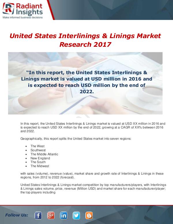 United States Interlinings & Linings Industry 2017