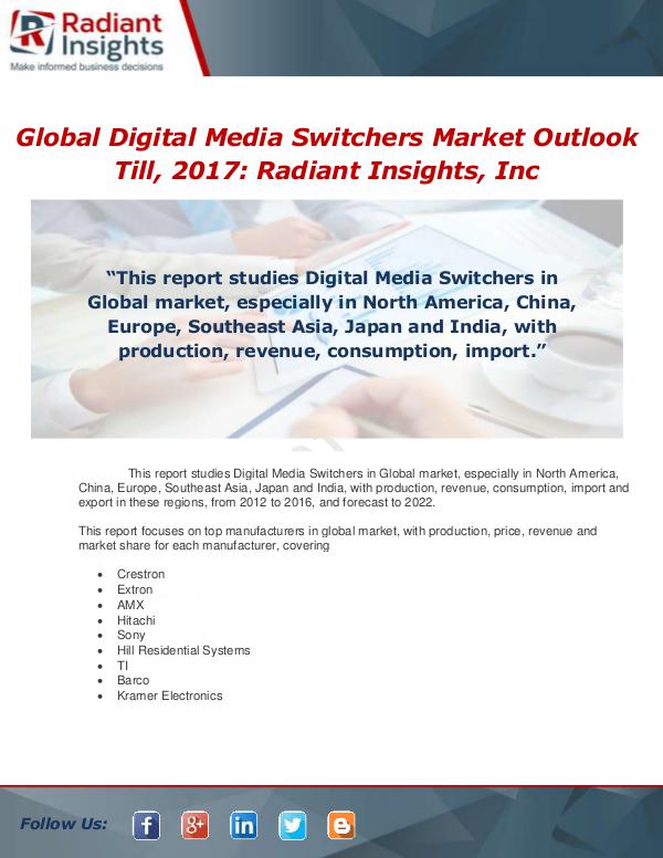 Market Forecasts and Industry Analysis Global Digital Media Switchers Market Professional