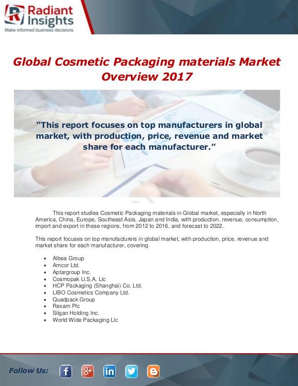 Market Forecasts and Industry Analysis Global Cosmetic Packaging materials Market Profess