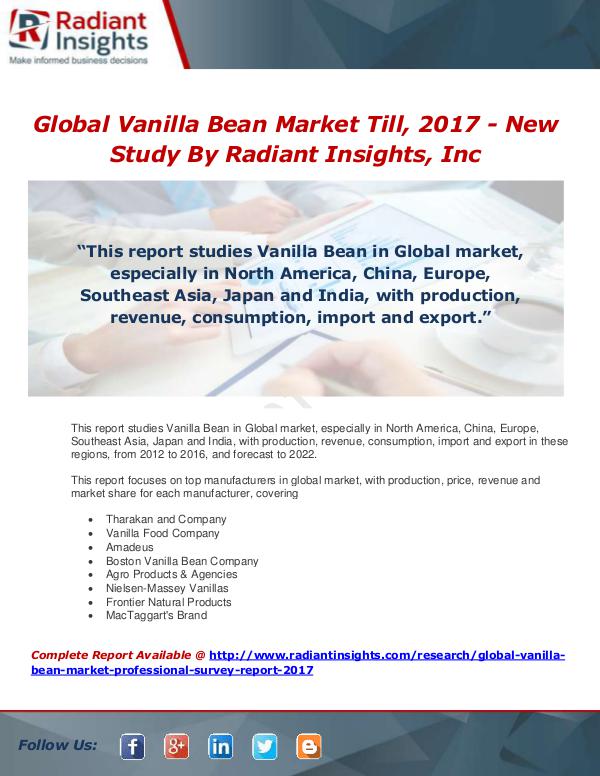 Global Vanilla Bean Market Professional Survey Rep