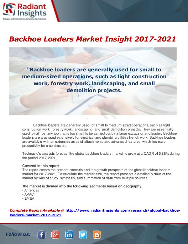 Market Forecasts and Industry Analysis Global Backhoe Loaders Market 2017-2021