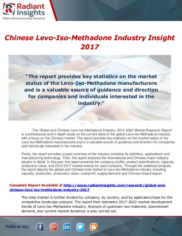 Market Forecasts and Industry Analysis Global and Chinese Levo-Iso-Methadone Industry, 20