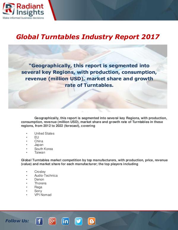 Market Forecasts and Industry Analysis Global Turntables Industry 2017 Market Research Re