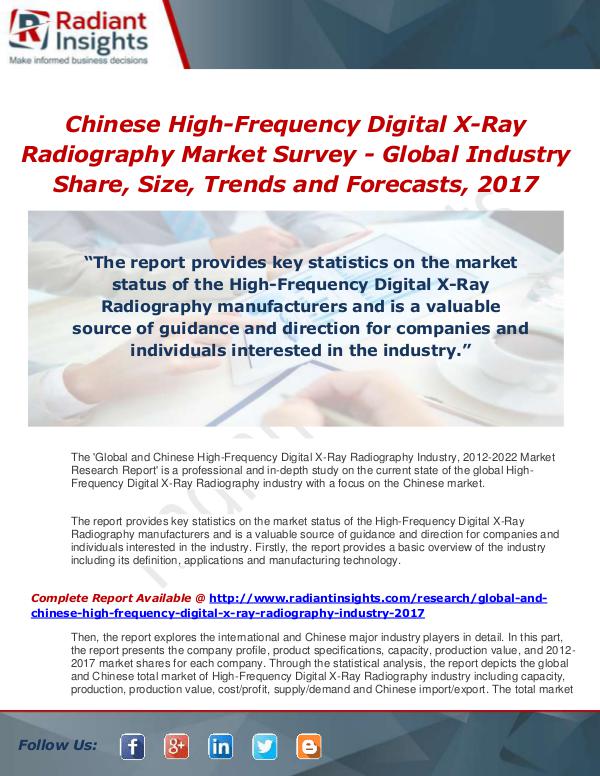 Market Forecasts and Industry Analysis Global and Chinese High-Frequency Digital X-Ray Ra