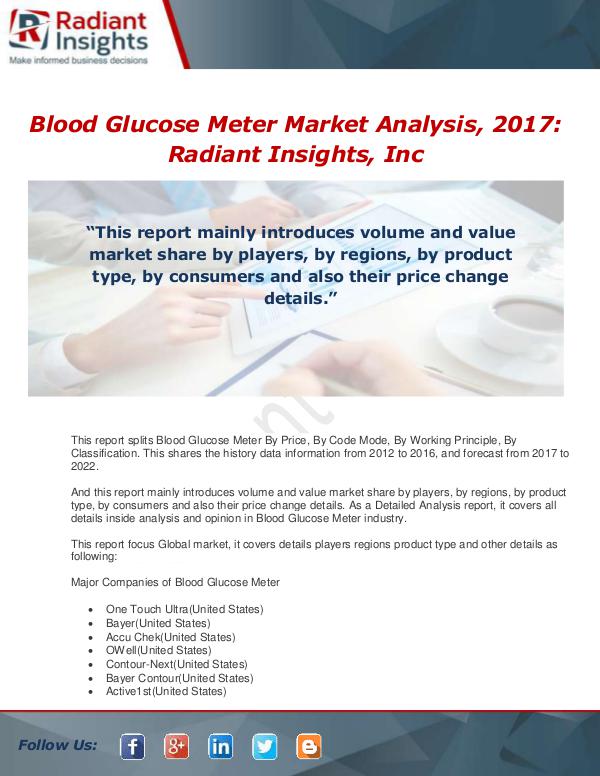 Market Forecasts and Industry Analysis Global Blood Glucose Meter Detailed Analysis Repor