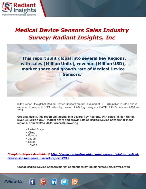 Market Forecasts and Industry Analysis Global Medical Device Sensors Sales Market Report