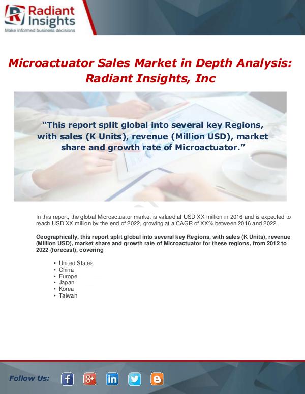 Market Forecasts and Industry Analysis Global Microactuator Sales Market Report 2017