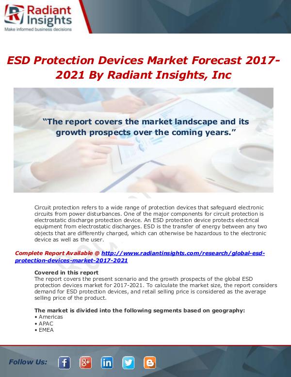Market Forecasts and Industry Analysis Global ESD Protection Devices Market 2017-2021