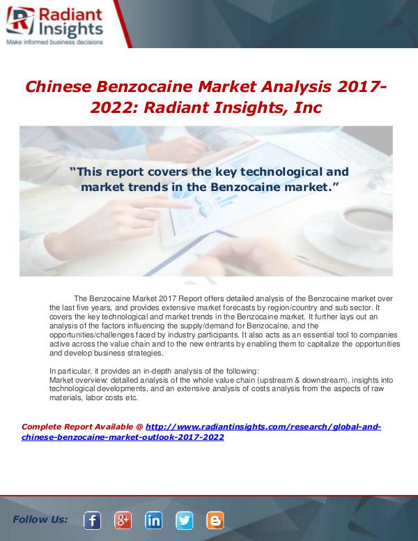Market Forecasts and Industry Analysis Global and Chinese Benzocaine Market Outlook 2017-