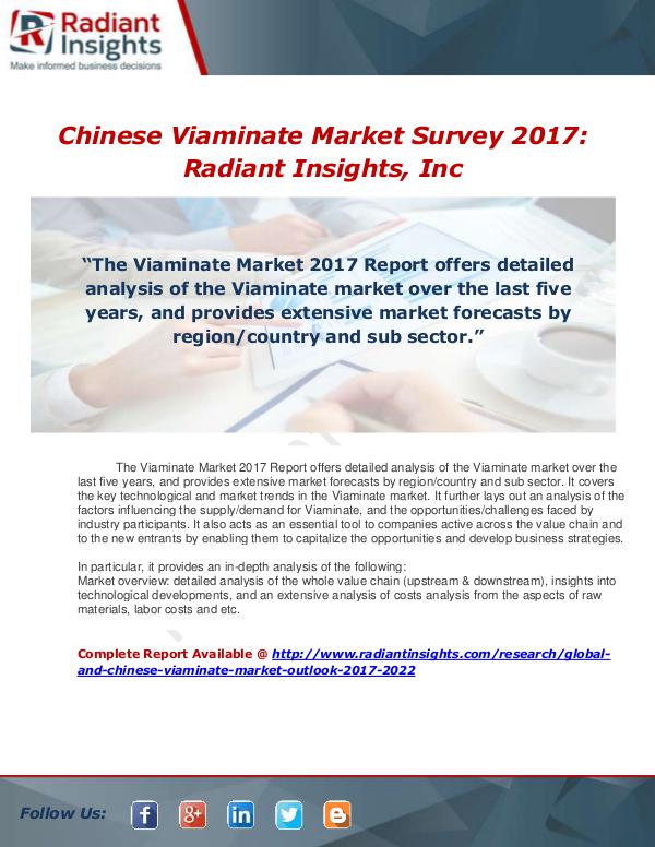 Market Forecasts and Industry Analysis Global and Chinese Viaminate Market Outlook 2017-2