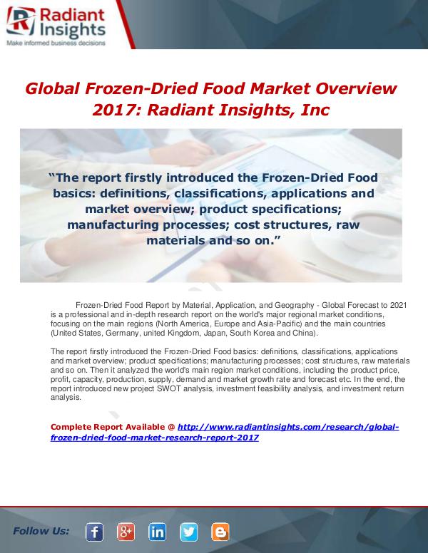 Market Forecasts and Industry Analysis Global Frozen-Dried Food Market Research Report 20