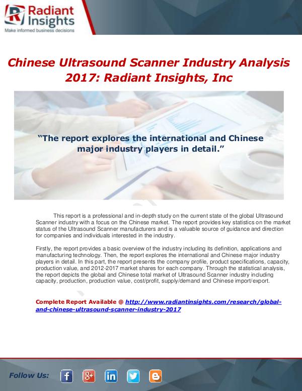 Market Forecasts and Industry Analysis Global and Chinese Ultrasound Scanner Industry, 20