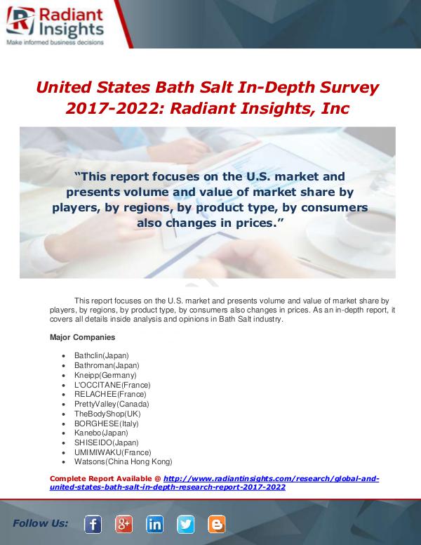Market Forecasts and Industry Analysis Global and United States Bath Salt In-Depth Resear