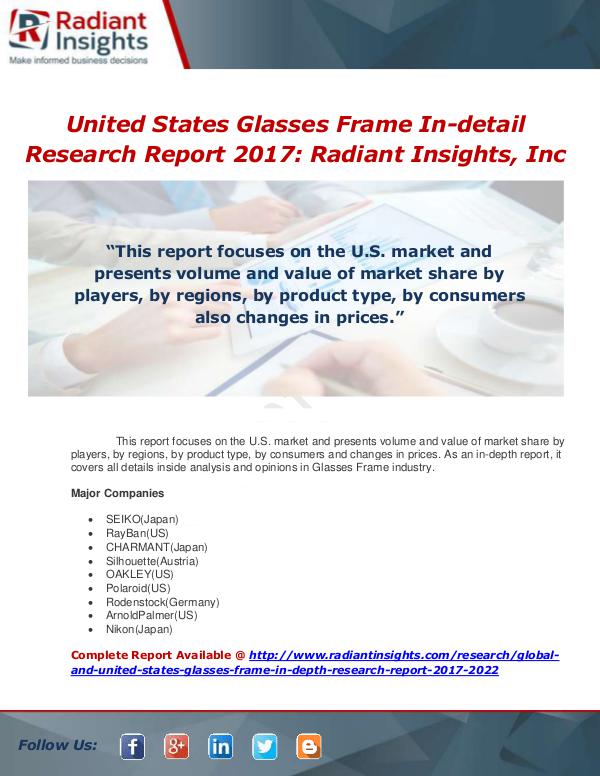 Market Forecasts and Industry Analysis Global and United States Glasses Frame In-Depth Re